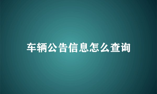 车辆公告信息怎么查询