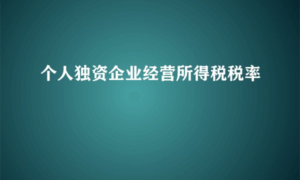 个人独资企业经营所得税税率
