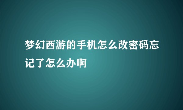 梦幻西游的手机怎么改密码忘记了怎么办啊