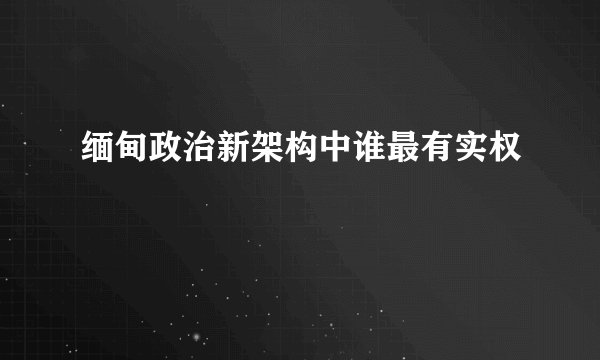 缅甸政治新架构中谁最有实权