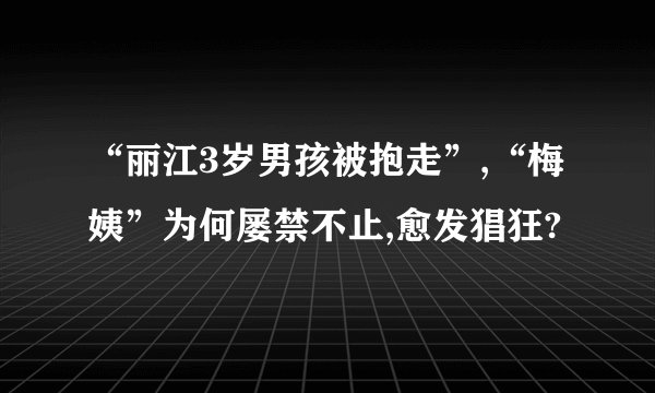 “丽江3岁男孩被抱走”,“梅姨”为何屡禁不止,愈发猖狂?