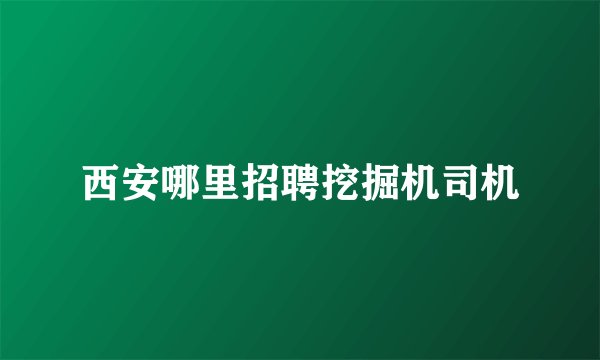 西安哪里招聘挖掘机司机