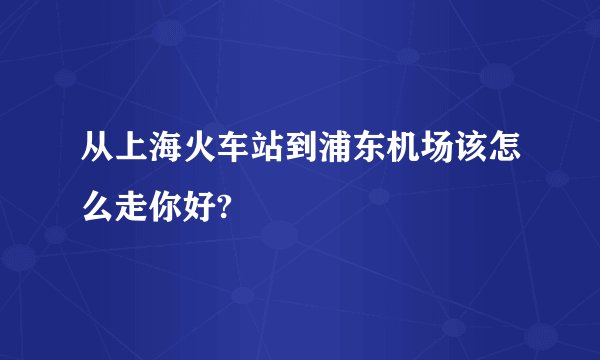 从上海火车站到浦东机场该怎么走你好?
