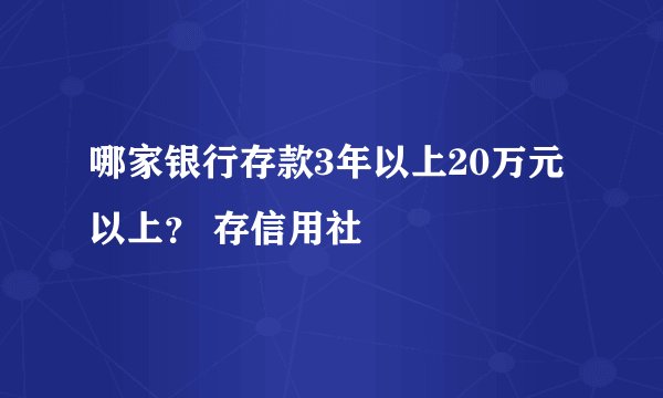 哪家银行存款3年以上20万元以上？ 存信用社