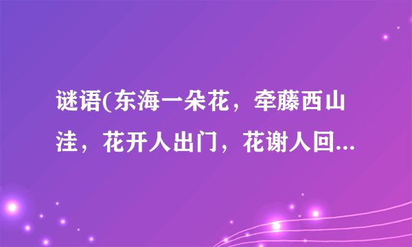 谜语(东海一朵花，牵藤西山洼，花开人出门，花谢人回家)谜底是十二生肖的哪个动物