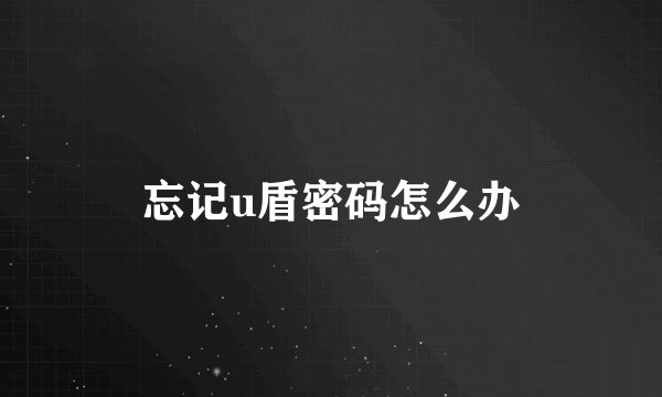 忘记u盾密码怎么办