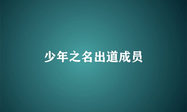 少年之名出道成员