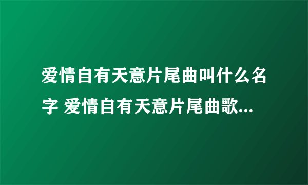 爱情自有天意片尾曲叫什么名字 爱情自有天意片尾曲歌词-片尾曲