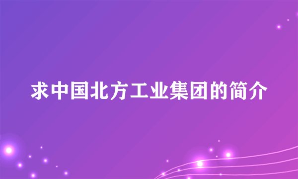 求中国北方工业集团的简介