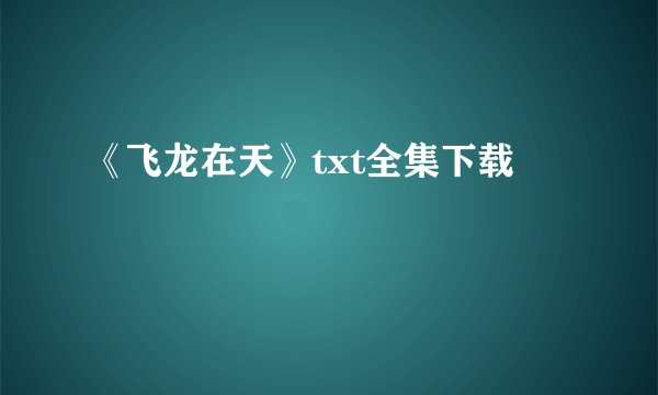 《飞龙在天》txt全集下载