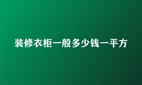 装修衣柜一般多少钱一平方