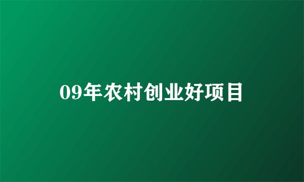 09年农村创业好项目