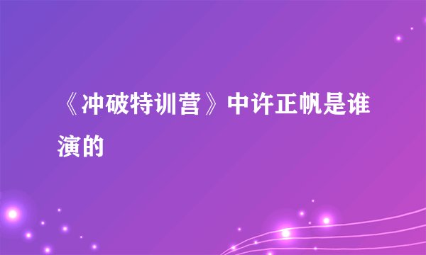 《冲破特训营》中许正帆是谁演的