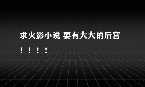 求火影小说 要有大大的后宫 ！！！！