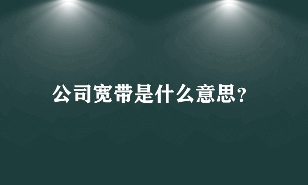 公司宽带是什么意思？