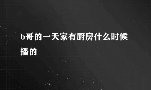b哥的一天家有厨房什么时候播的