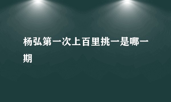杨弘第一次上百里挑一是哪一期
