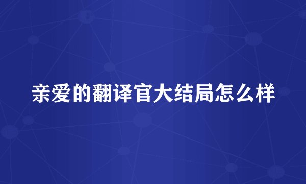 亲爱的翻译官大结局怎么样