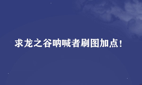求龙之谷呐喊者刷图加点！