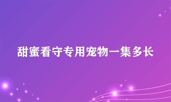 甜蜜看守专用宠物一集多长