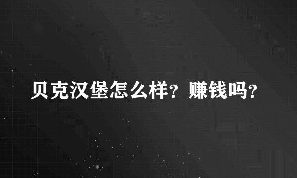 贝克汉堡怎么样？赚钱吗？