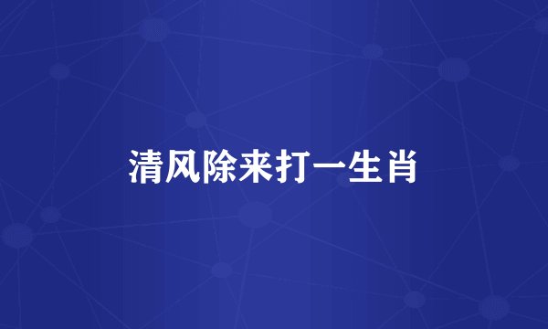 清风除来打一生肖