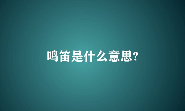 鸣笛是什么意思?