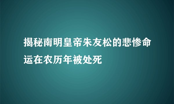 揭秘南明皇帝朱友松的悲惨命运在农历年被处死