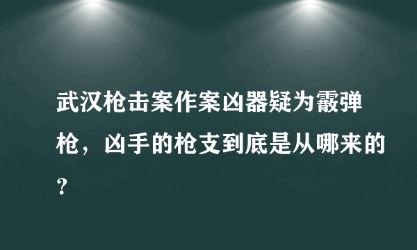 武汉枪击案作案凶器疑为霰弹枪，凶手的枪支到底是从哪来的？