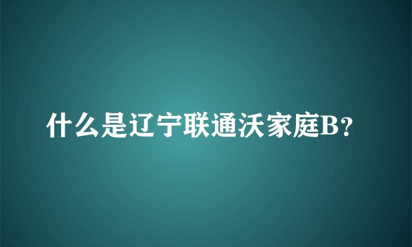 什么是辽宁联通沃家庭B？
