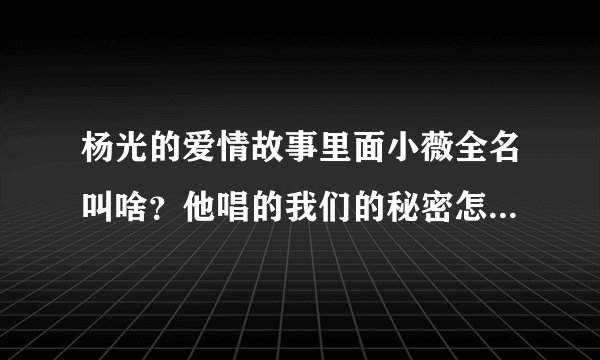 杨光的爱情故事里面小薇全名叫啥？他唱的我们的秘密怎么找不到啊！谁知道麻烦说下请+我的Q799605126.谢谢