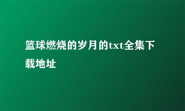 篮球燃烧的岁月的txt全集下载地址