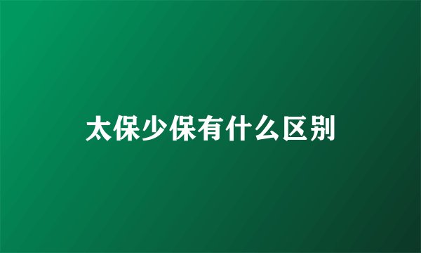 太保少保有什么区别