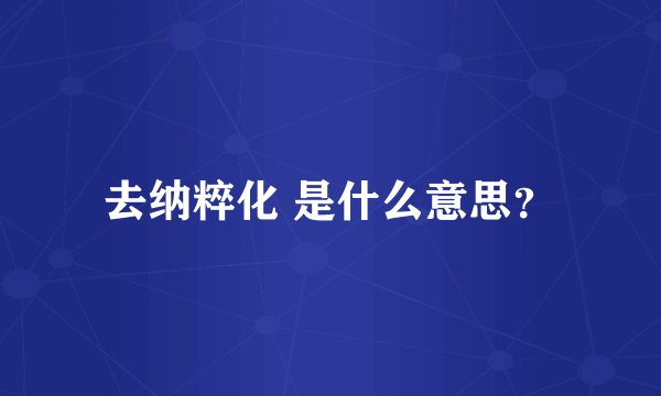 去纳粹化 是什么意思？