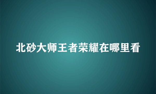 北砂大师王者荣耀在哪里看
