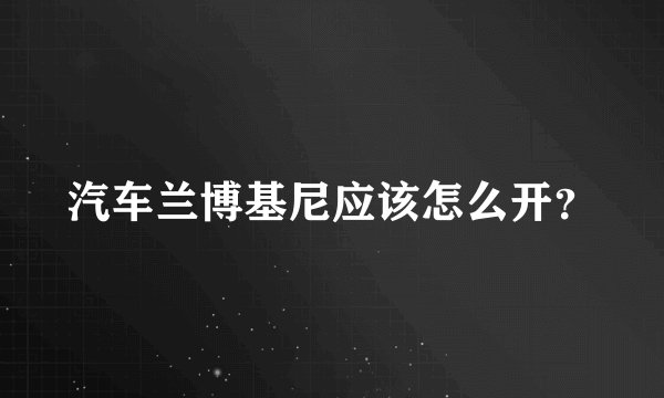 汽车兰博基尼应该怎么开？