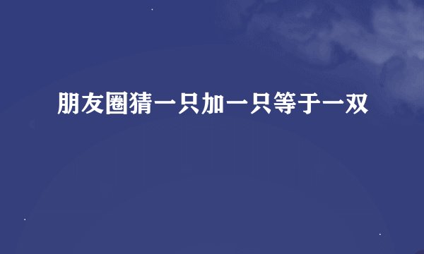 朋友圈猜一只加一只等于一双