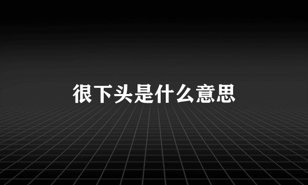 很下头是什么意思