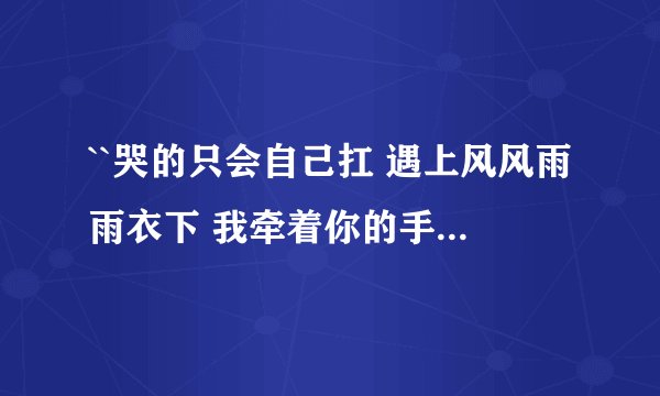 ``哭的只会自己扛 遇上风风雨雨衣下 我牵着你的手 我不愿放 `` 是什么歌？