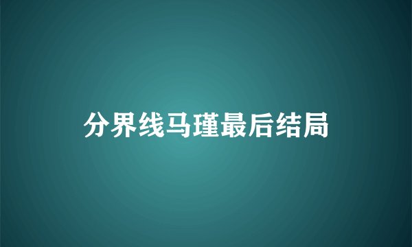 分界线马瑾最后结局