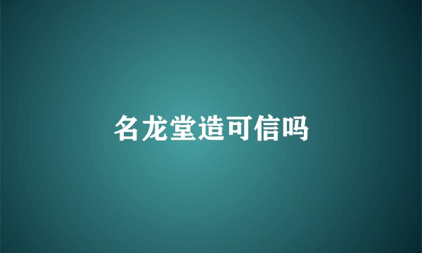名龙堂造可信吗