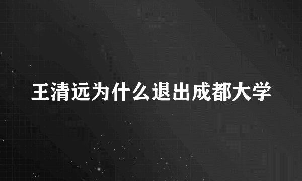 王清远为什么退出成都大学