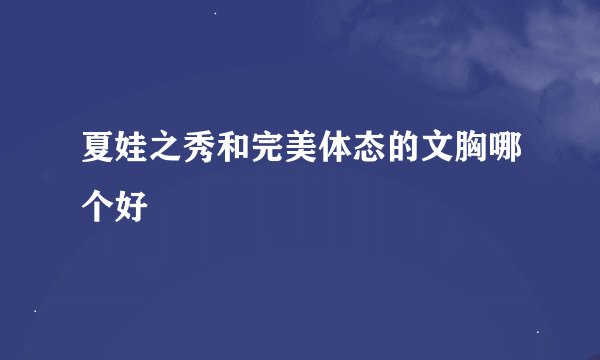 夏娃之秀和完美体态的文胸哪个好
