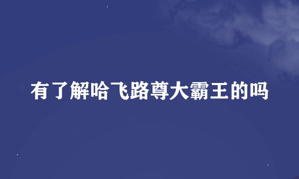 有了解哈飞路尊大霸王的吗