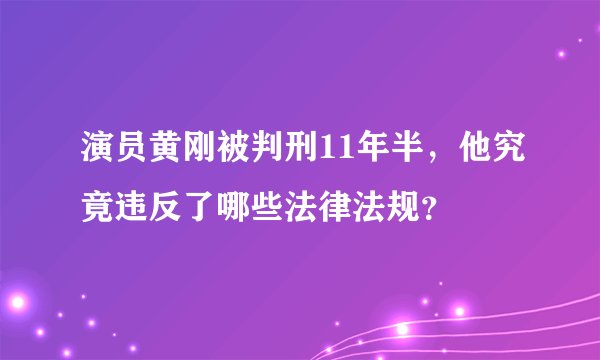 演员黄刚被判刑11年半，他究竟违反了哪些法律法规？