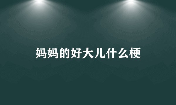 妈妈的好大儿什么梗