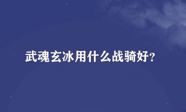 武魂玄冰用什么战骑好？
