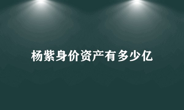 杨紫身价资产有多少亿
