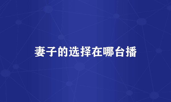 妻子的选择在哪台播