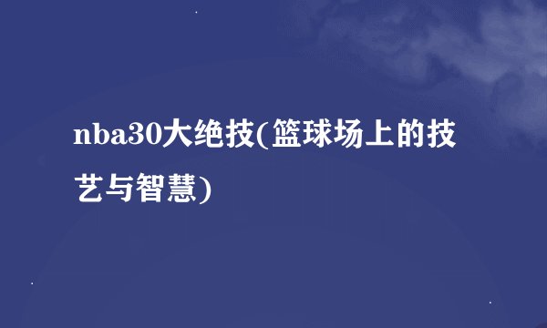 nba30大绝技(篮球场上的技艺与智慧)